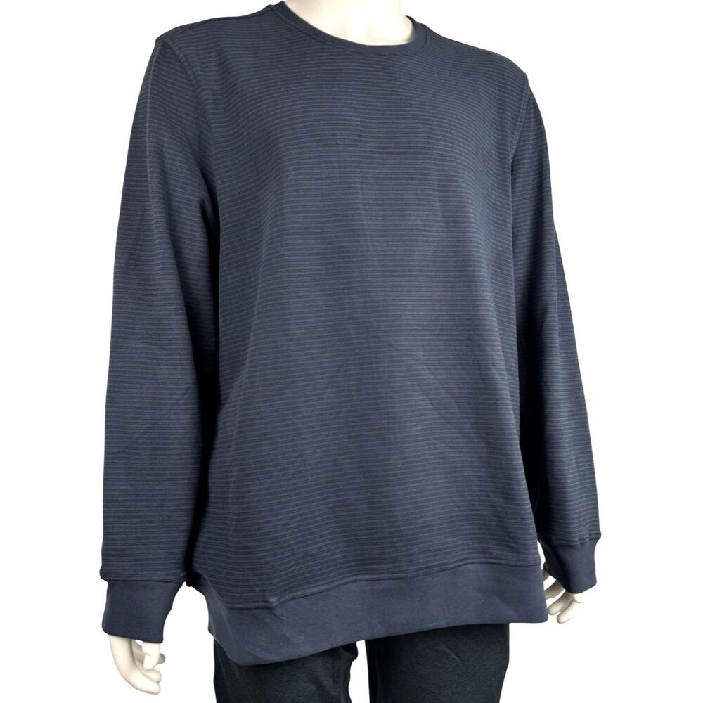 Gerry Mens Large Sweater Shirt Long Sleeve Stretch Fleece Crew Pullover Blue New